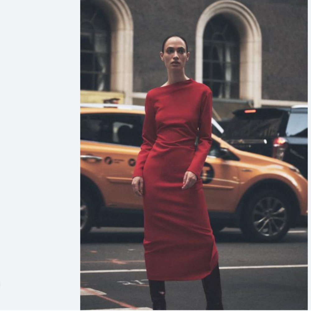 ZARA RED DRAPED SHEATH MIDI MAXI DRESS $129.90 - Picture 6 of 11